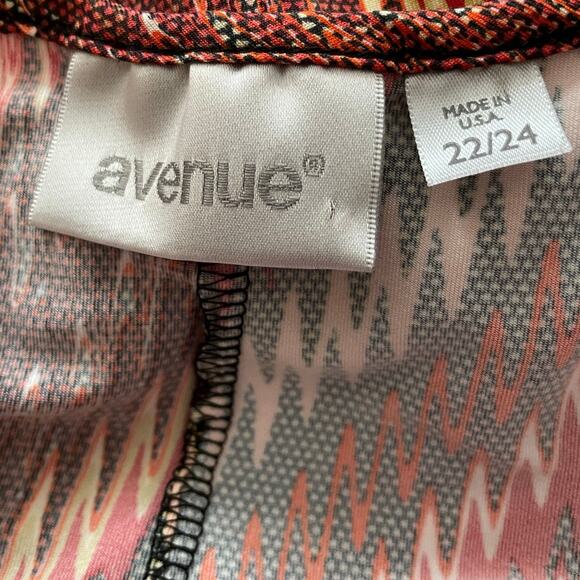 Avenue Plus Size 22/24 High-Low Jersey Knit Dress‎ – Red & Olive Zigzag Print - Picture 9 of 11